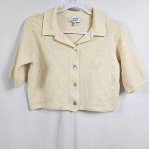 & Other Stories Cropped Boxy Cardigan in Ivory - Size S